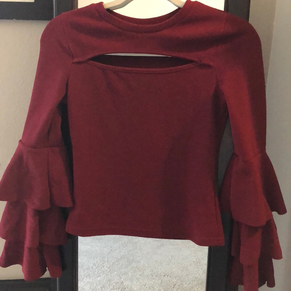 Red bell sleeve top